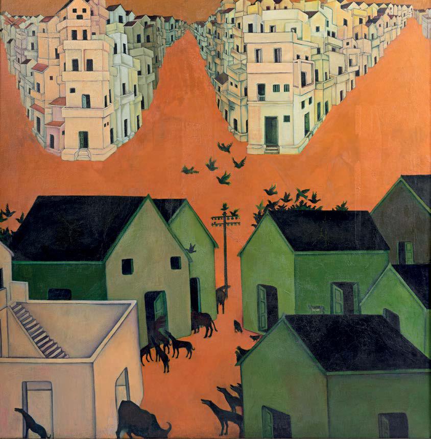 Speechless City by Gulammohammed Sheikh, (1975) 122 cm x 122 cm, Oil on Canvas